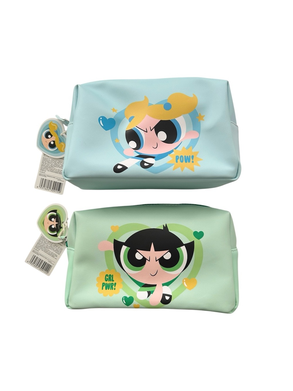 Bundle Two Miniso Power Puff Girls Bubbles and Buttercup Cosmetics Bags Wms/Girl